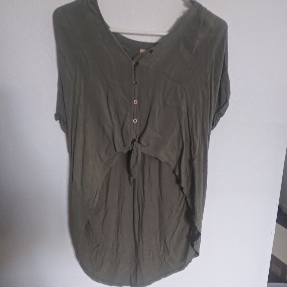 Dark green long in the back blouse